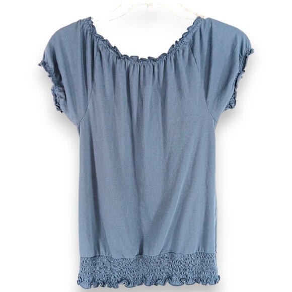OLD NAVY- Women's Top-X SM-Shirred waist-Short sleeve-Blue-Casual-Summer-Loose - Picture 6 of 9